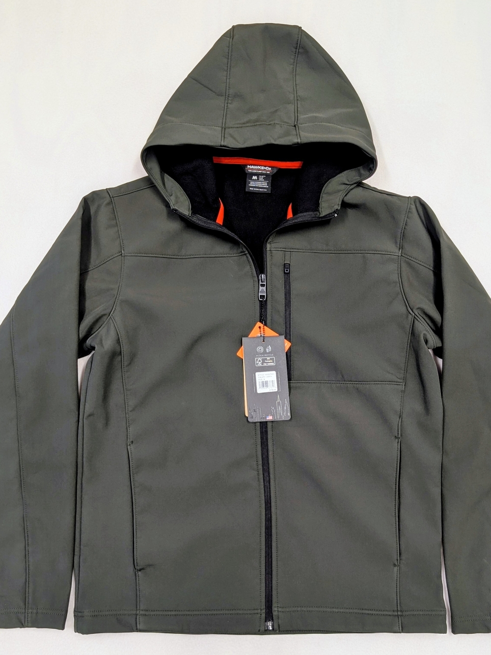 Hawke & Co Men's Hooded Windbreaker Jacket in Olive